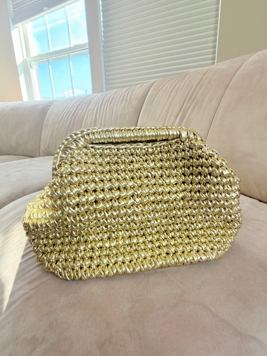 None Handbags - Gold Woven Top-Handle Women’s Bag